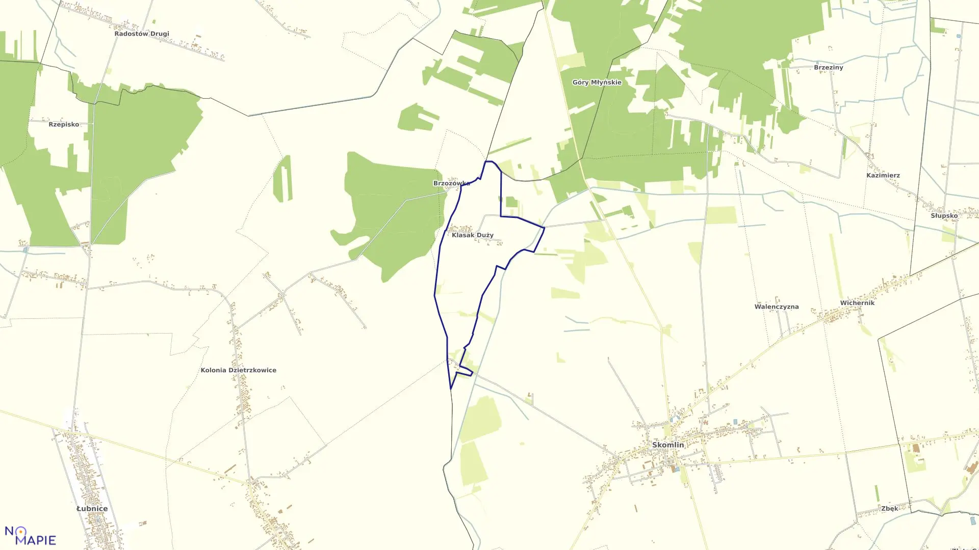 Mapa obrębu KLASAK w gminie Skomlin
