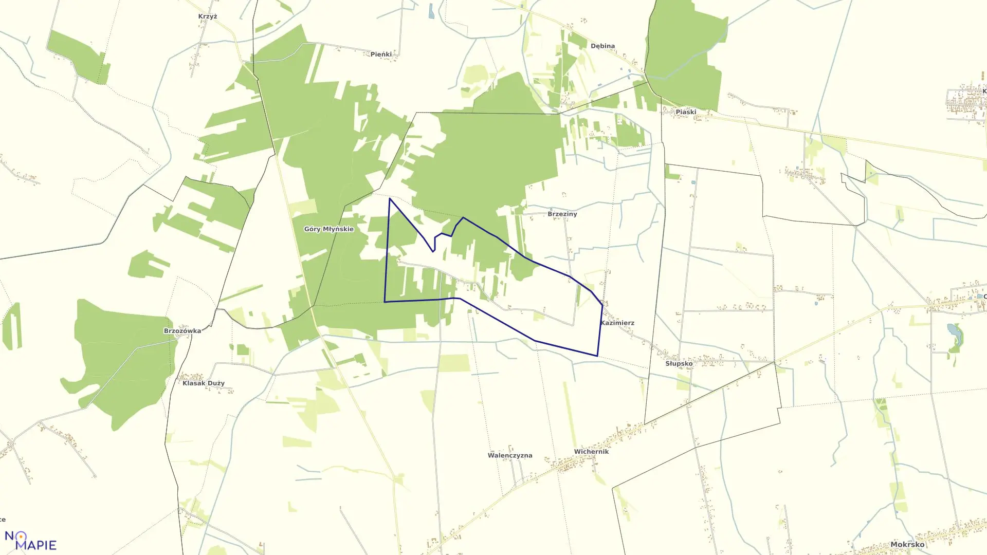 Mapa obrębu MARĘŻE w gminie Skomlin