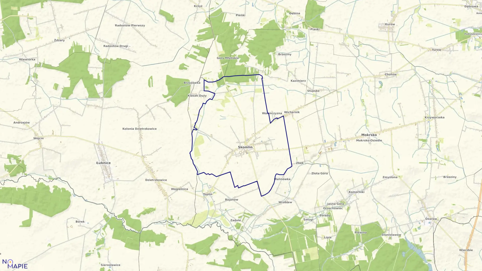 Mapa obrębu SKOMLIN w gminie Skomlin